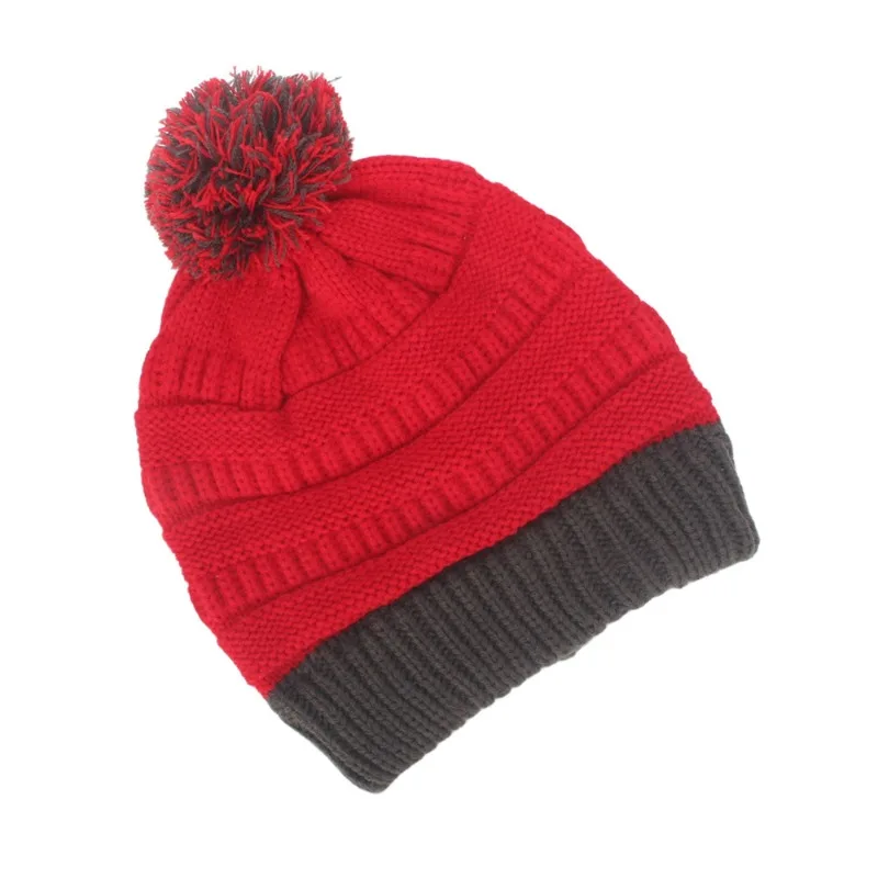 ¡Beanie con pompones y bloques de color más vendido! Moda para mujer, gorro de punto cálido a prueba de viento, versátil, elegante, acogedor y llamativo. - imagen 4