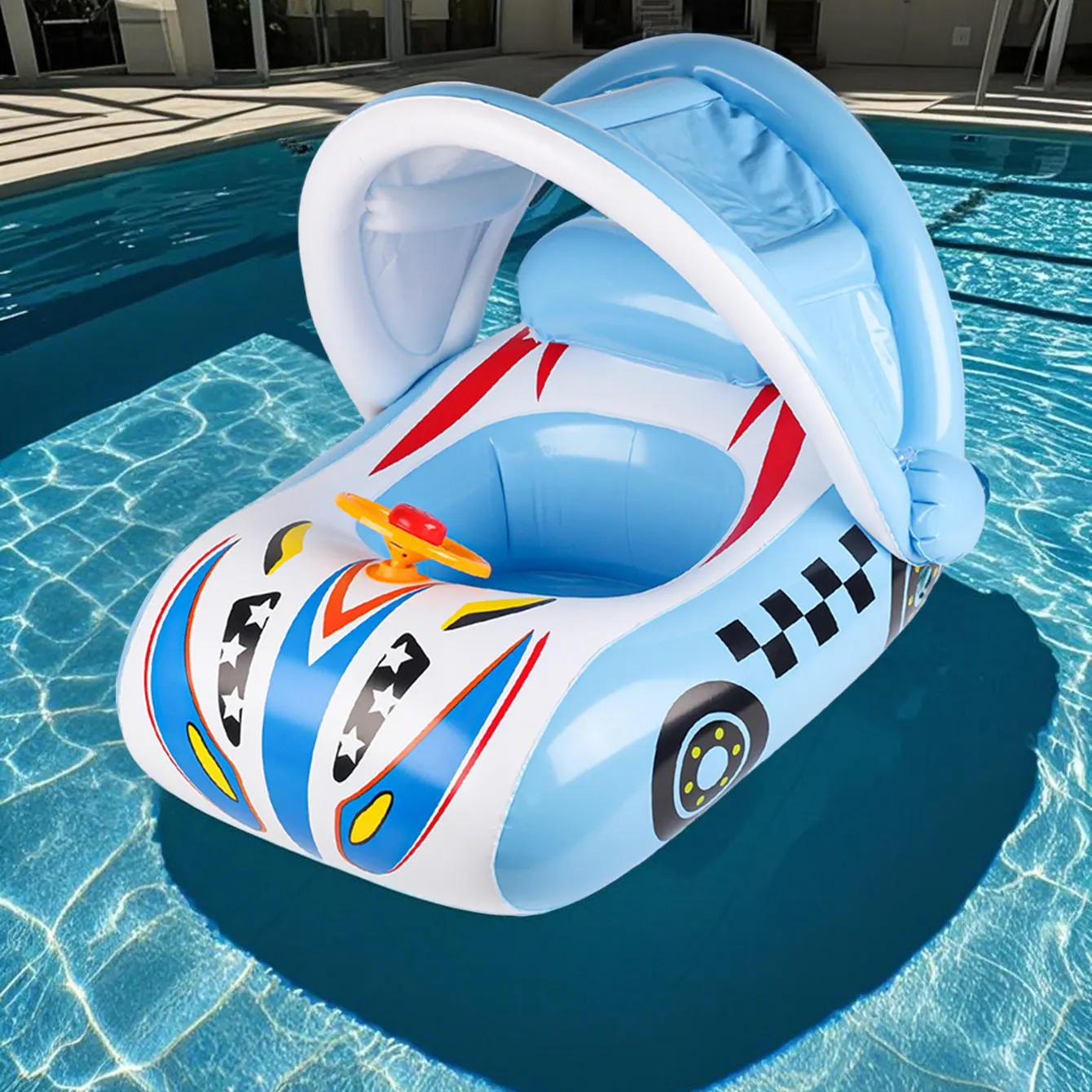 Flotador infantil con toldo y protección solar UV para piscina - imagen 3