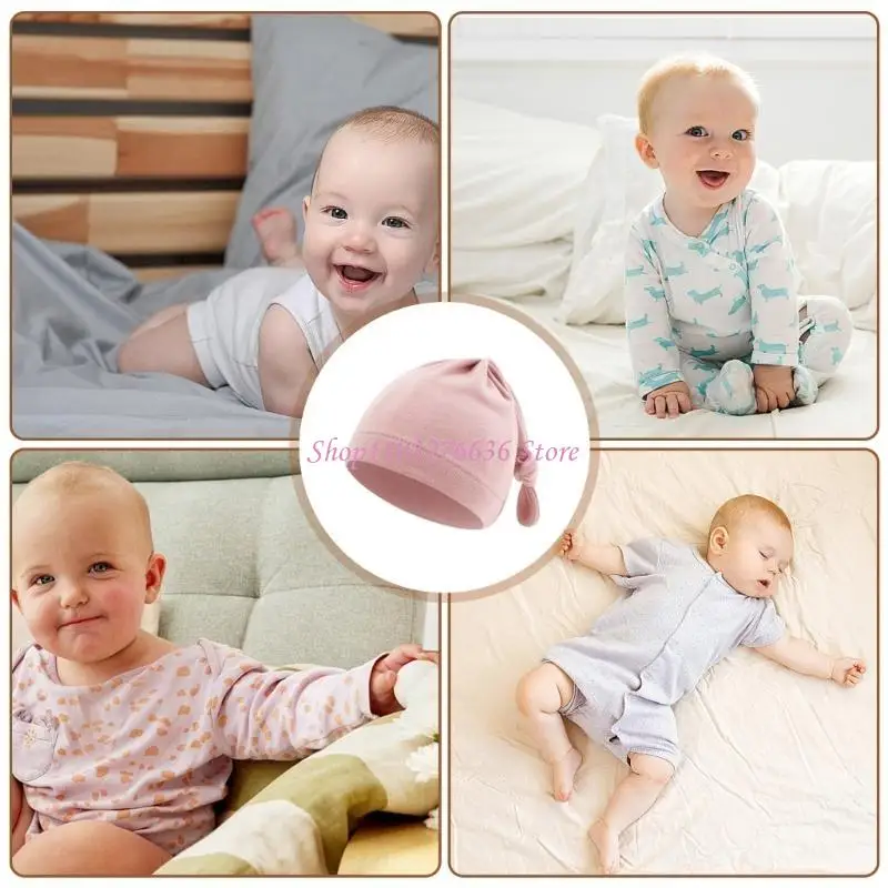 Gorro anudado cola larga para bebé R6FD 2025, gorros a prueba viento para bebés, gorro para recién nacidos, regalo para - imagen 3