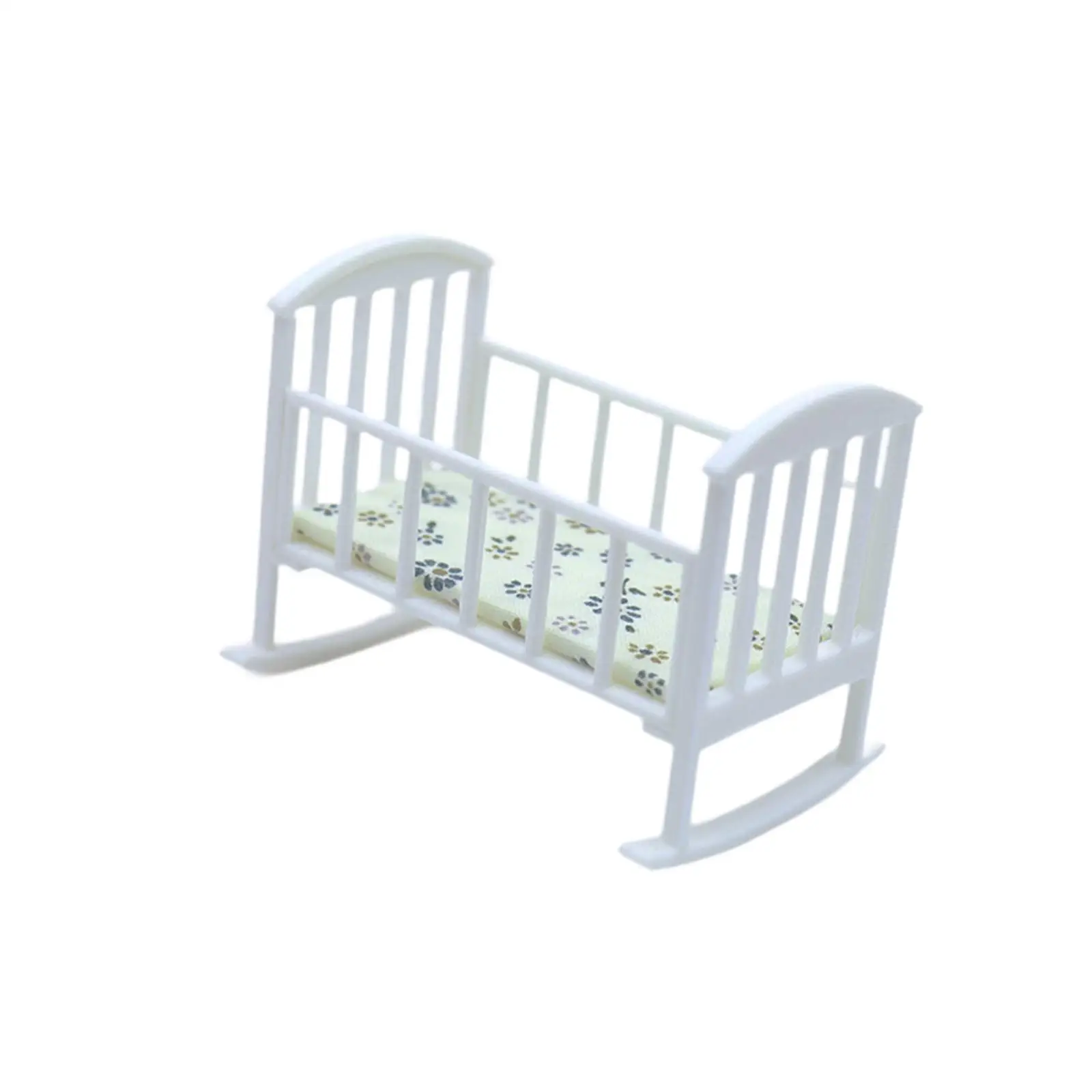 1:12 Miniature Crib with Mattress Realistic Dolls Bed Toy Bedroom Accessories Bed Decoration Kids Gift Crafted 1:12 Miniature Crib with Mattress Realistic Dolls Bed Toy Bedroom Accessories Bed Decoration Kids Gift Crafted