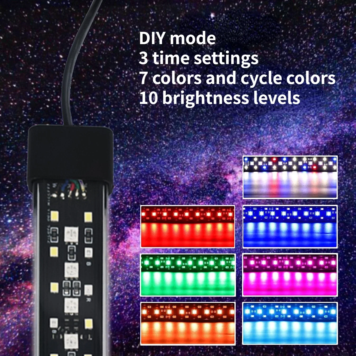 20-70cm pecera 24/7 iluminación de espectro completo luz LED decoración de acuario lámpara de crecimiento de plantas acuáticas IP68 impermeable agua dulce - imagen 2