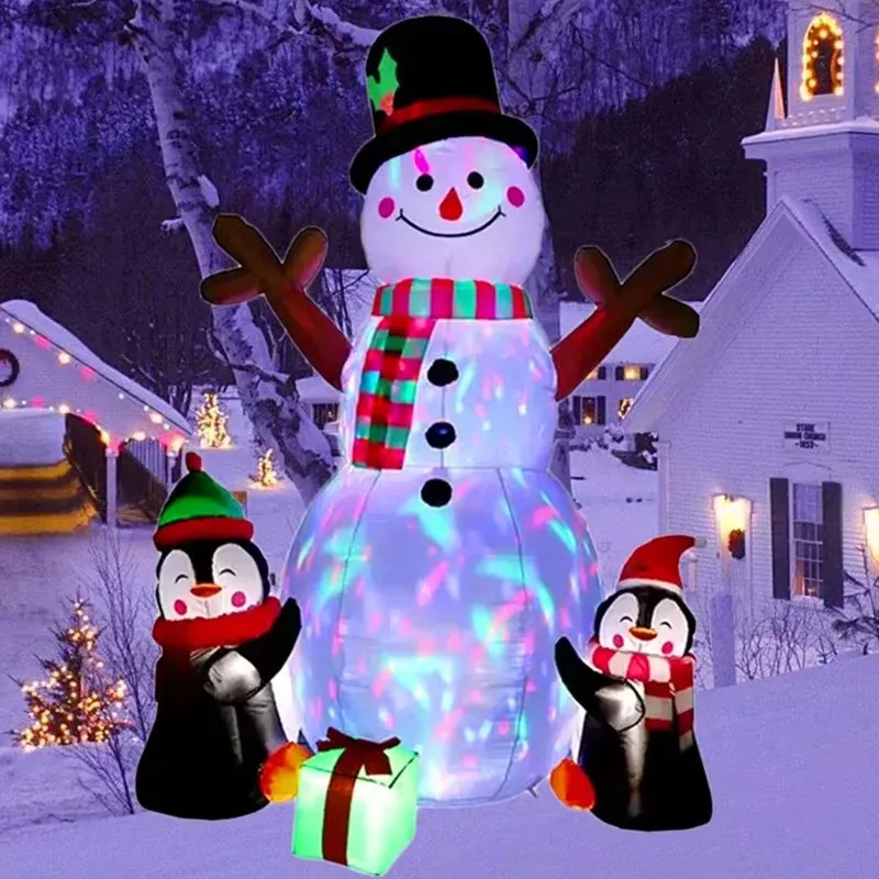 Juguetes inflables con luces LED, decoración de Navidad, 1,8 M, muñeco de nieve, pingüino, regalo de Navidad, utilería para patio, decoración interior y exterior - imagen 2