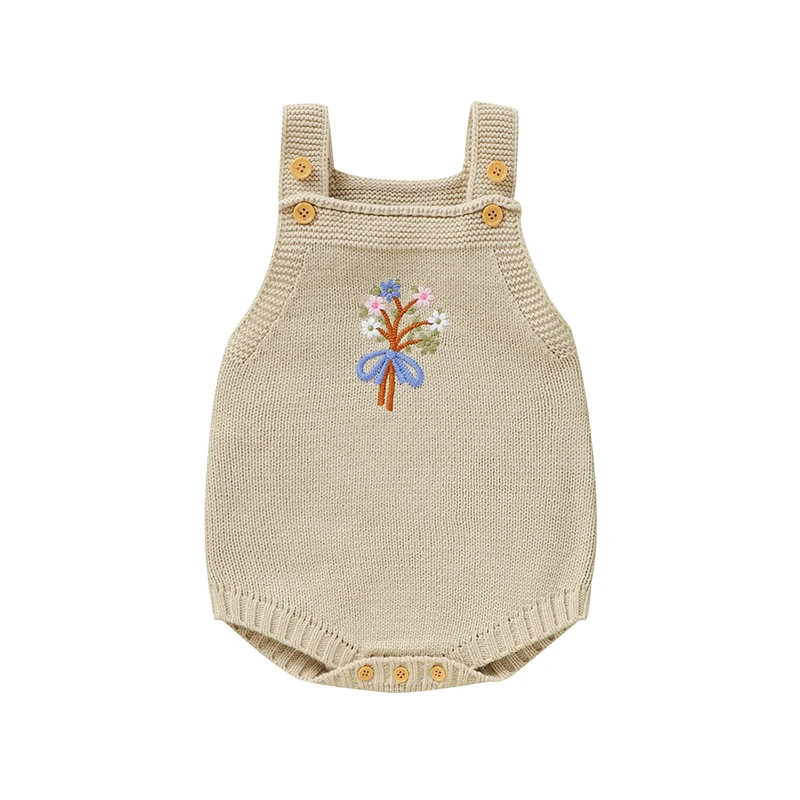 Body bordado floral de algodón para bebé recién nacido