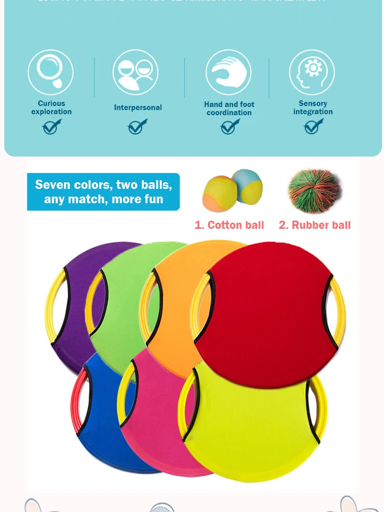 Círculo que rebota, juguetes de entrenamiento para lanzar, niños y adultos, juegos cooperativos interactivos al aire libre, raqueta para atrapar, pelota de paleta elástica, divertido Gam - imagen 2