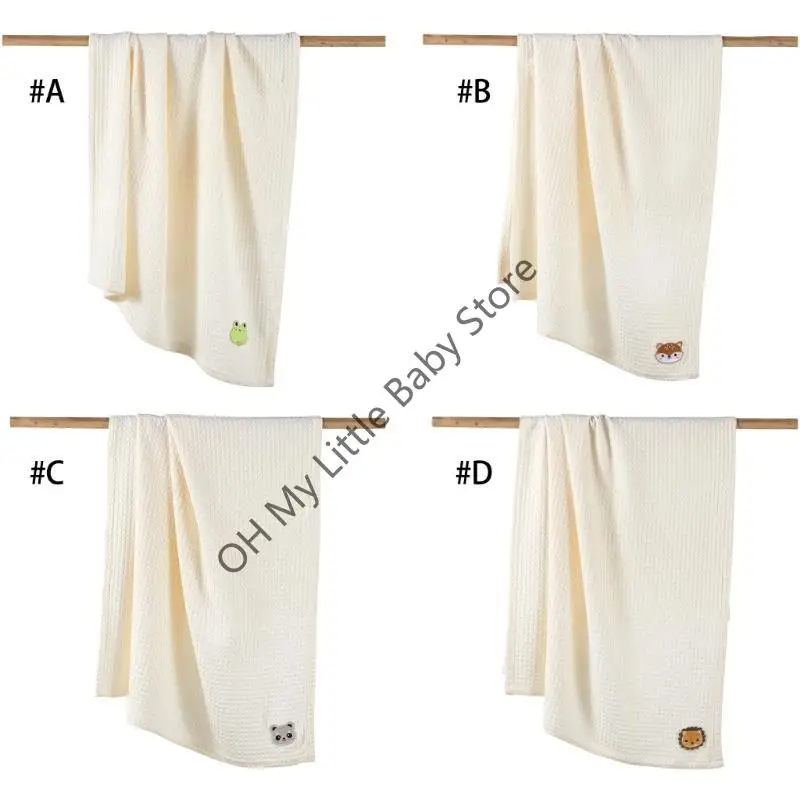 M76C Toalla baño para bebé, manta para dormir algodón, mantas transpirables para recién nacidos, colcha fina estampada,