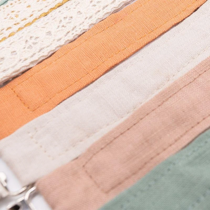 M76C Baby Shower regalo chupete cadena algodón lino estilo bohemio bebés niñas niños clip para pezones, soporte para pezones, - imagen 5