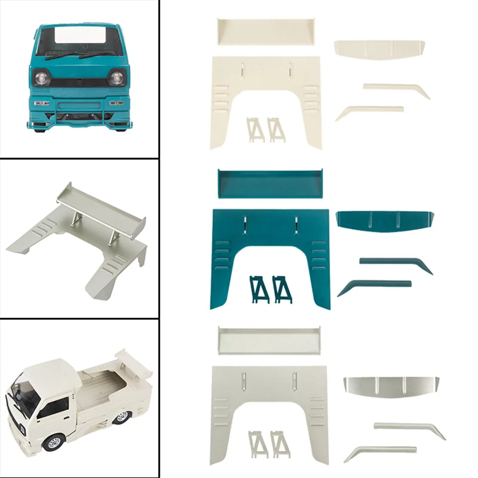 Alerón trasero de plástico para coche teledirigido, decoración mejorada para WPL D12 2WD 1:10 RC, camión de recogida, Kits de piezas de repuesto para coche teledirigido, accesorios - imagen 5