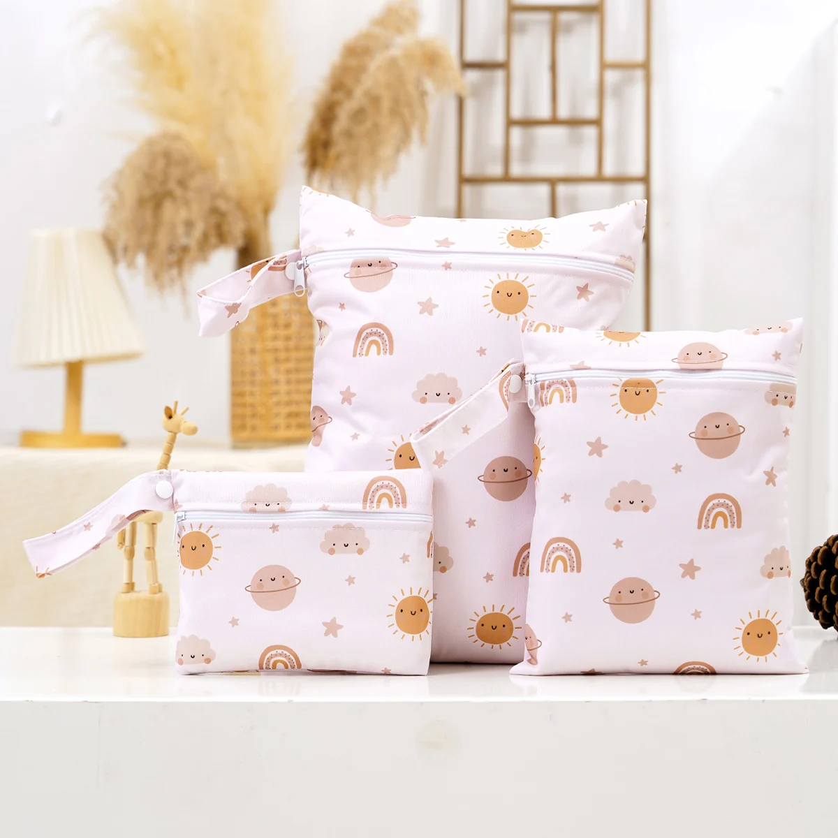 Elinfant 3 uds bolsas de pañales impermeables bolsa de almacenamiento reutilizable lavable bolsa seca húmeda portátil para trajes de baño