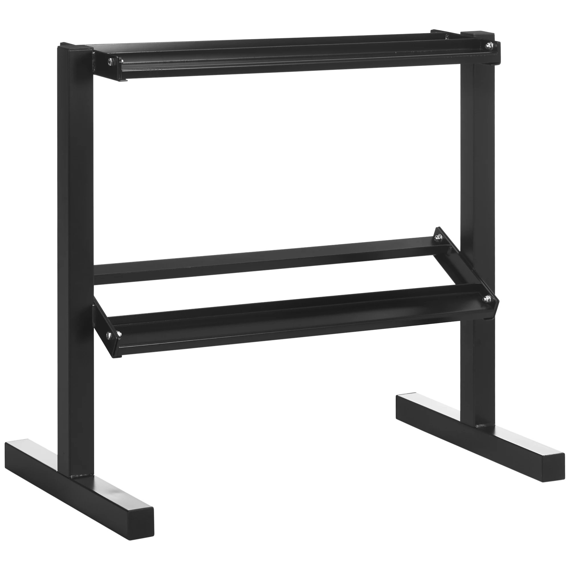 SPORTNOW Estante para Mancuernas de 2 Niveles Soporte de Almacenamiento para Mancuernas de Acero para Gimnasio en Casa Carga 270 kg 92,5x50,5x80,5 cm Negro
