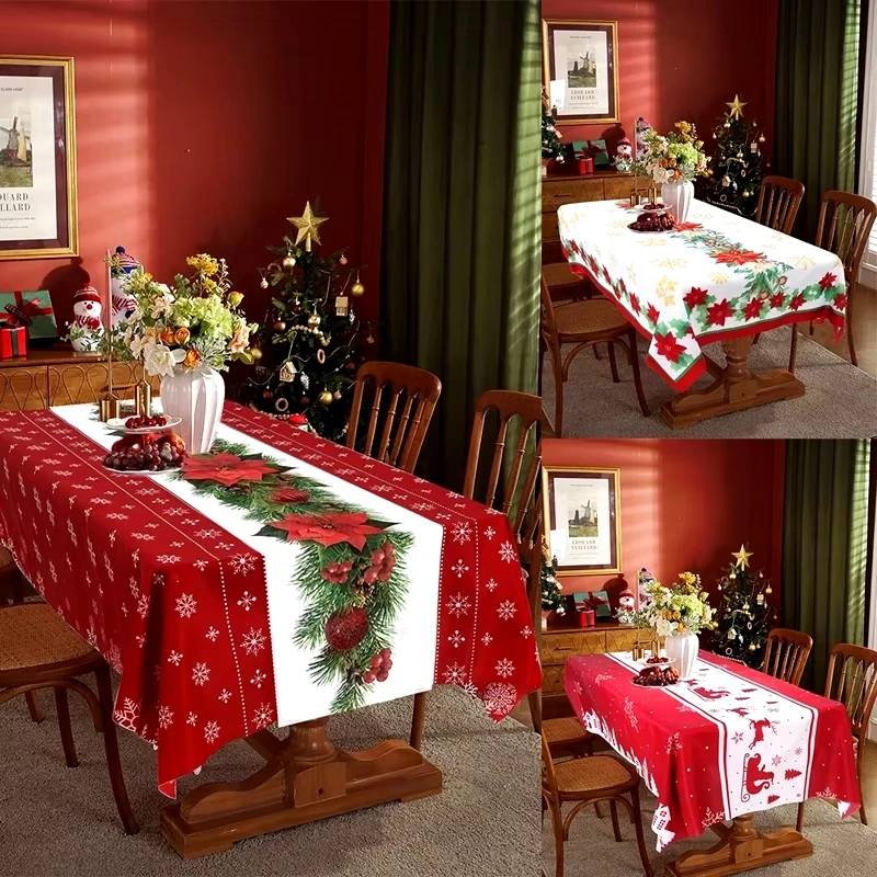 Mantel de Navidad para decoración del hogar, mantel de copo de nieve, Navidad, Año Nuevo, nogal, 2024, 2025 - imagen 3