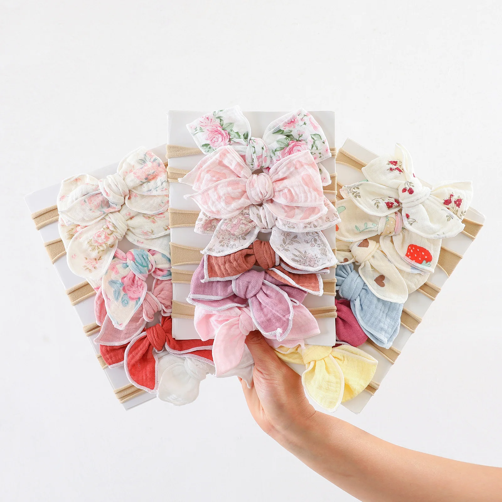 6 unids/set nuevo lazo de colores diadema para niñas lindo sombrero para bebé recién nacido turbante envolturas para la cabeza capó para niños diademas accesorios para el cabello - imagen 3