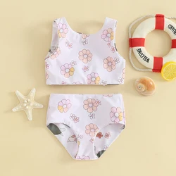 Tankini infantil con estampado de conchas y flores – Bañador dos piezas
