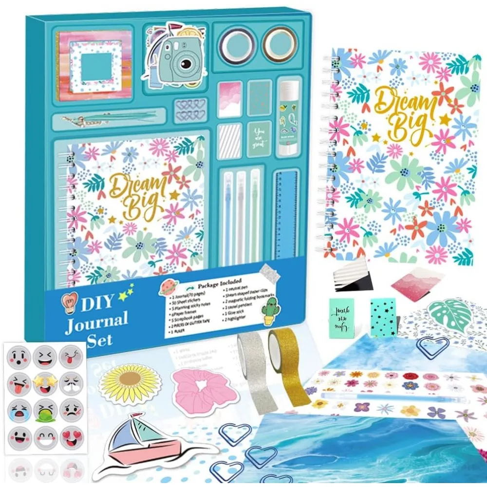 Kit de diario DIY para niñas, conjunto de manualidades artísticas para niños adolescentes, suministros para diario de recortes, juego de juguetes, regalo de cumpleaños y Navidad