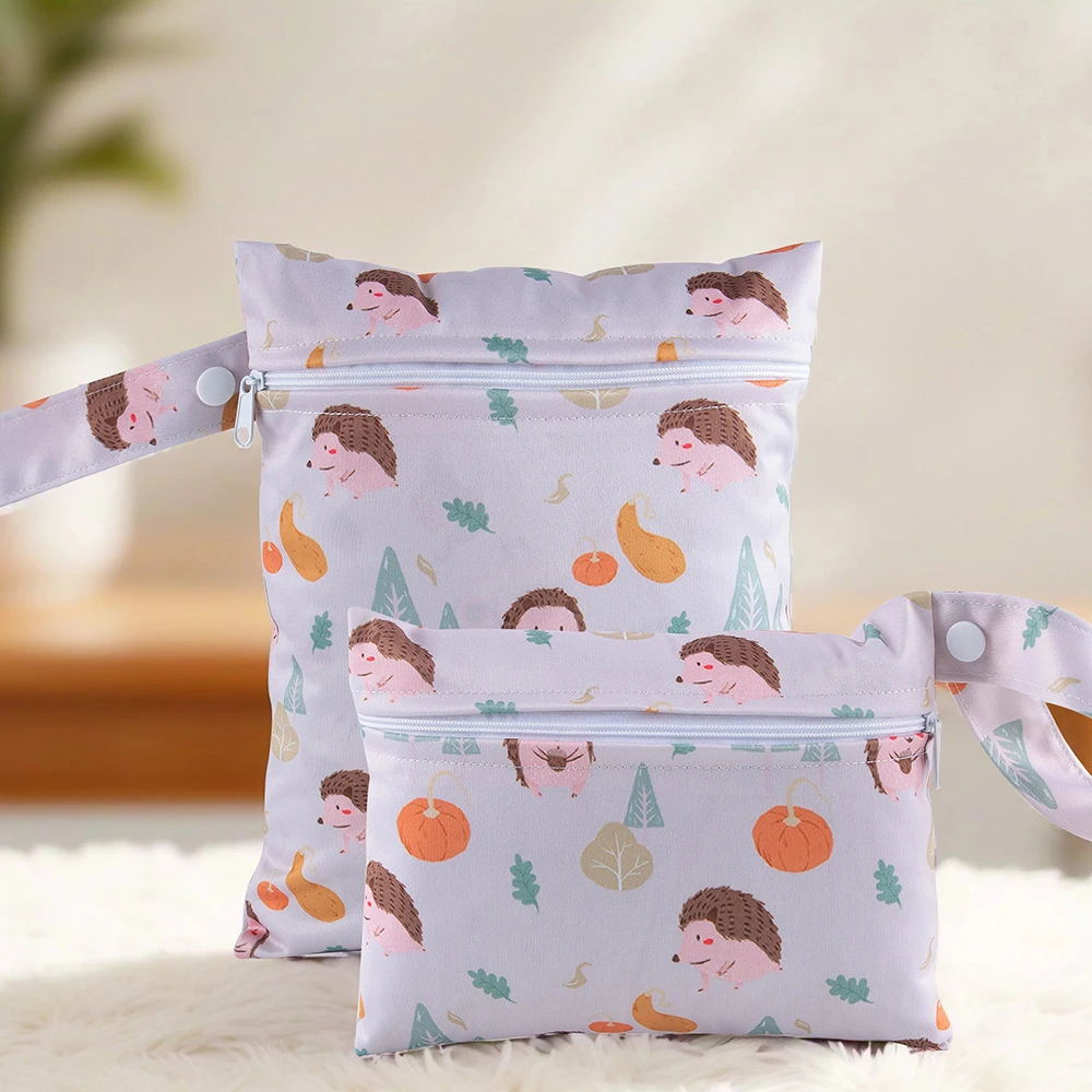 Babyshow 2 piezas diferentes mini tamaños lavable bolsa húmeda poliéster solo bolsillo ideal para trajes de baño bolsa de maquillaje bolsa de pañales portátil - imagen 4