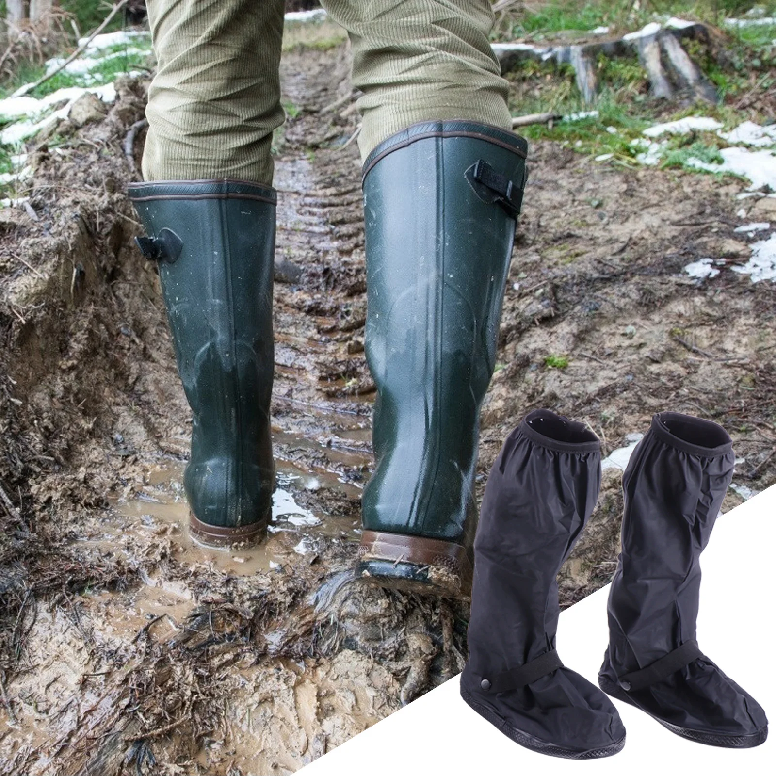 1 par de cubiertas impermeables para zapatos, antideslizantes de Pvc grueso, para ciclismo, para actividades de conducción y pesca al aire libre