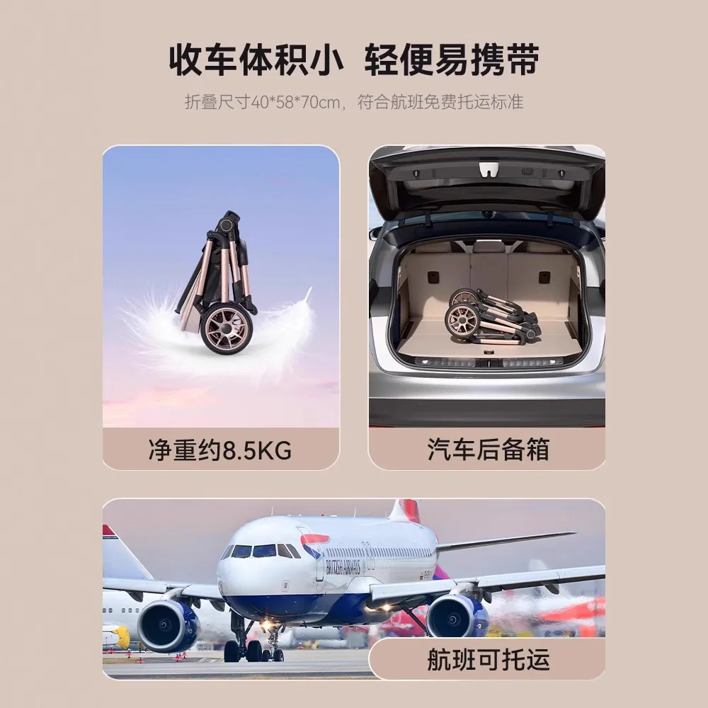 Cochecito de bebé Wisesonle, asiento empujado en ambos direcciones, cochecito de bebé portátil plegable ligero, cochecito para niños - imagen 4