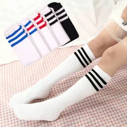 Calcetines largos para niños de algodón con rayas blancas - cálidos