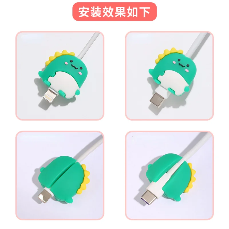 Protector de Cable USB de teléfono de dibujos animados para Iphone 13 12 Cable Chompers Cable cargador de animales soporte de Cable organizador protección - imagen 3