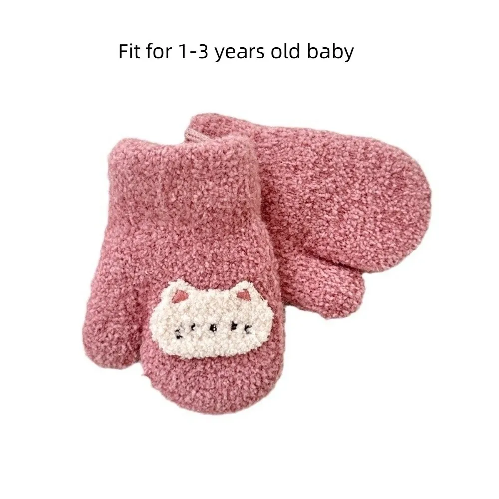 Manoplas cálidas de dibujos animados para niños, guantes gruesos antifríos, cubierta calentadora de manos de invierno de doble capa, 1-3 años, niña y niño - imagen 3