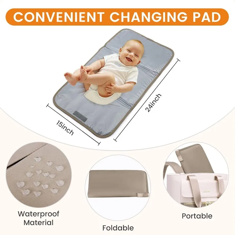 Mochila multifuncional para pañales, bolsa de maternidad impermeable de gran capacidad con bolsillos aislados, organizador de viaje para mamá y bebé - imagen 5