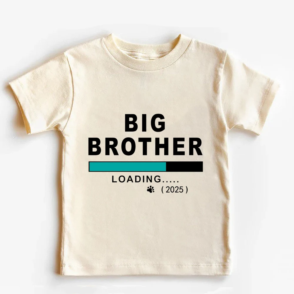 Camiseta con estampado promocionado a Big Brother Est 2025, camiseta para niños con anuncio de embarazo, camiseta para niños, traje Retro de manga corta de verano para niños - imagen 3