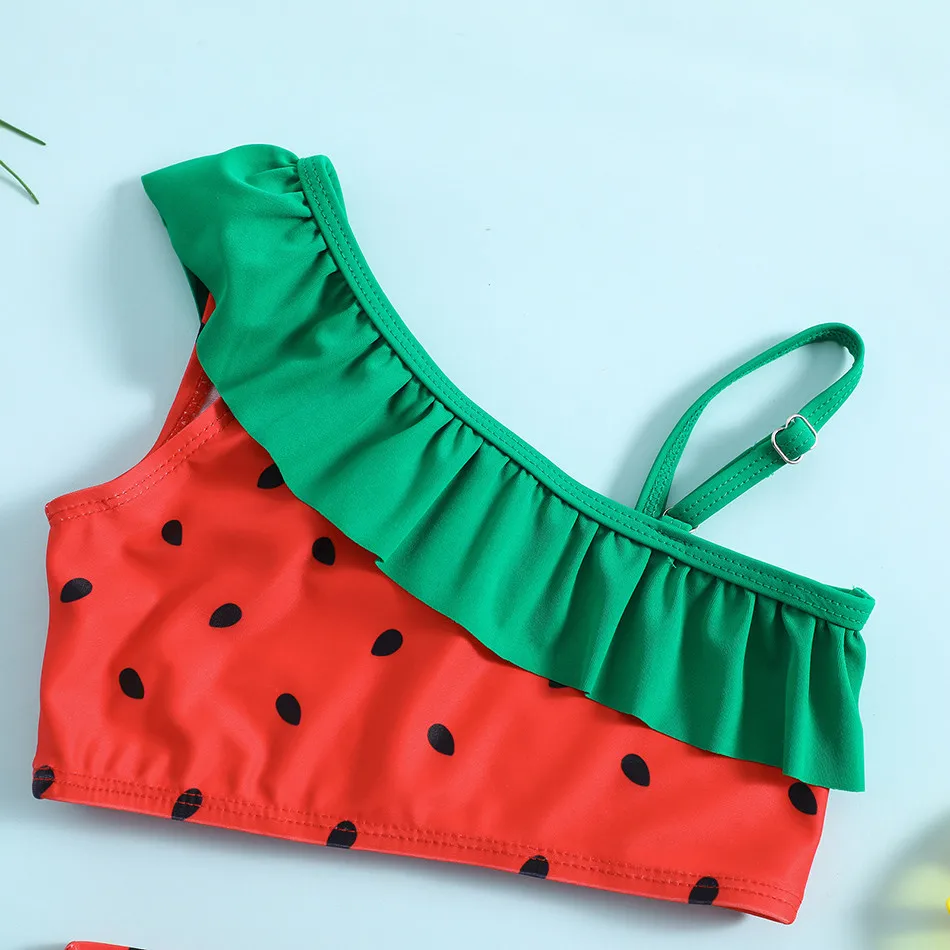 Conjunto de Bikini para la playa para niños, bonito traje de baño con temática de fruta, sandía y piña, Top Halter para niños con parte inferior a juego - imagen 3