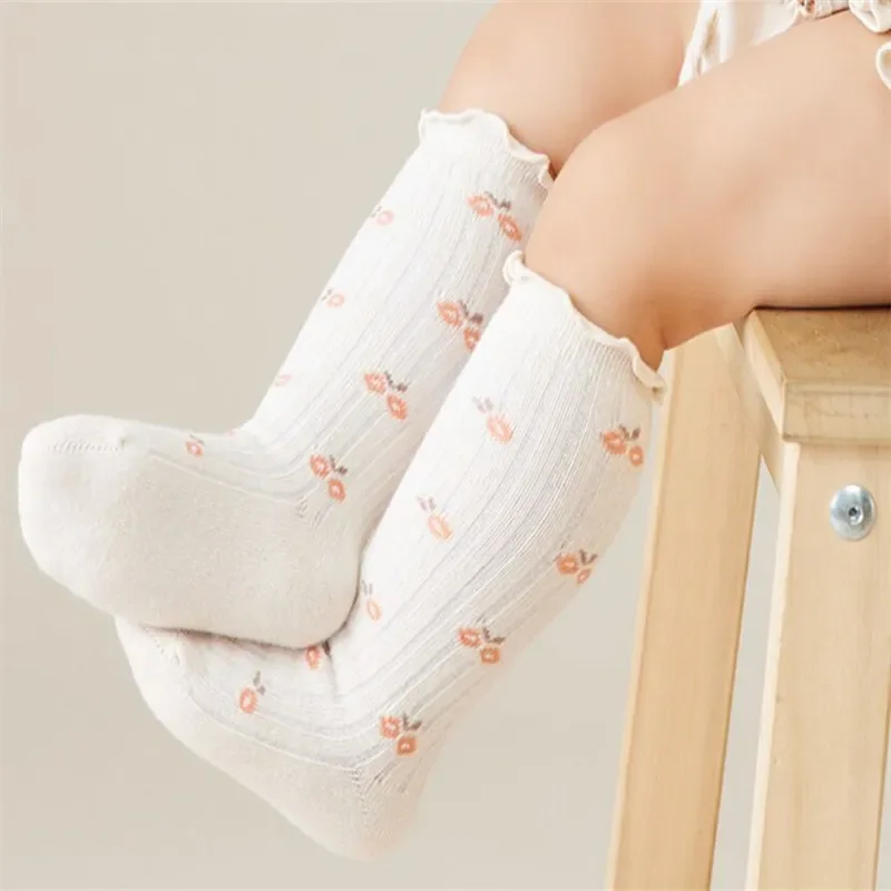 Calcetines para niños de 0 a 5 años, Otoño Invierno, calcetines de algodón con estampado para niñas, calcetines largos de princesa de belleza suave para niños pequeños - imagen 3
