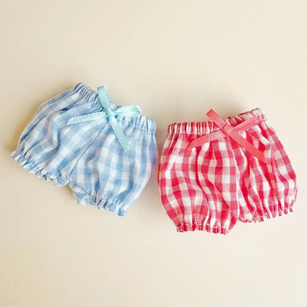 Ropa de muñeca de algodón a la moda, pantalones de muñeca de algodón multicolores a cuadros elásticos, Mini pantalones casuales bonitos para muñeca de algodón de 10 ~ 15cm - imagen 3