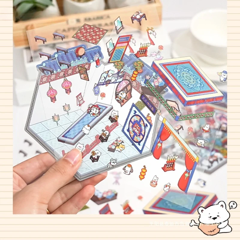 Museo Médico Antiguo Chino 3D DIY pegatinas de paisajismo pegatina de escena de cabina lindo compañero de clase para niños ﻿ Regalo de cumpleaños del festival - imagen 2