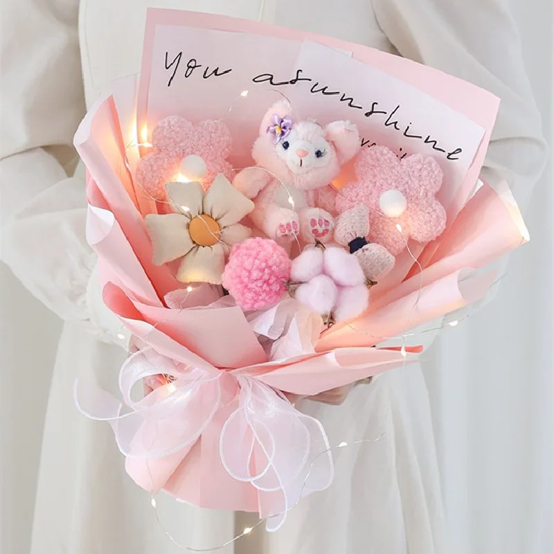 Disney Anime Stitch Stellalou Plush ramo Doll Toy Kawaii Cartoon Creative Gift Box, Día de San Valentín, cumpleaños, regalos de Graduación - imagen 3