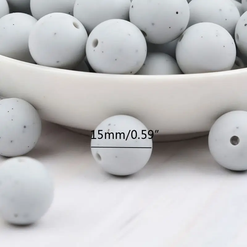 20 piezas cuentas redondas de silicona de 15mm para bebé, cuentas para mordedor de silicona para fabricación de joyería, collar DIY, cadena de chupete - imagen 4
