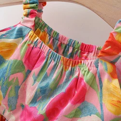 Vestido floral sin mangas para niña – Algodón verano con protección UV