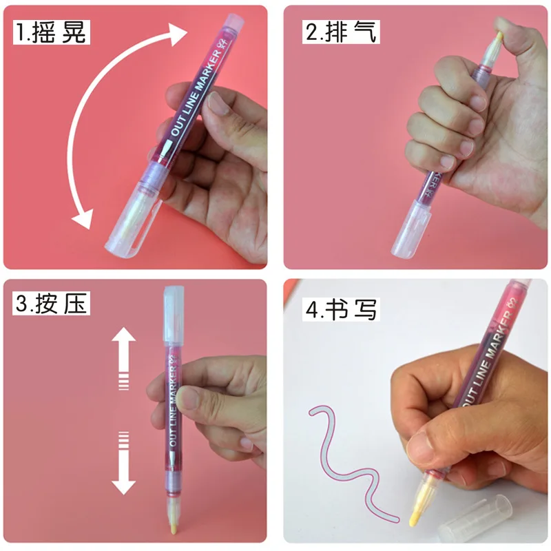 Rotulador de Arte de contorno de doble línea para estudiantes, resaltador de grafiti artesanal, álbum de recortes, diario de balas, póster, tarjeta, dibujo artístico - imagen 4