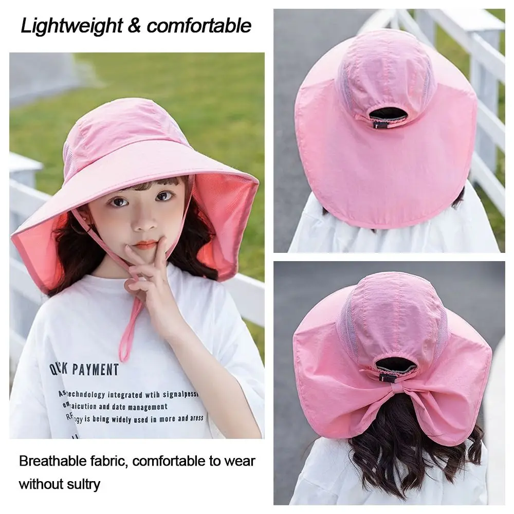 Gorra de playa con protección solar para niño y niña, sombrero de cubo de ala ancha, protección UV - imagen 4