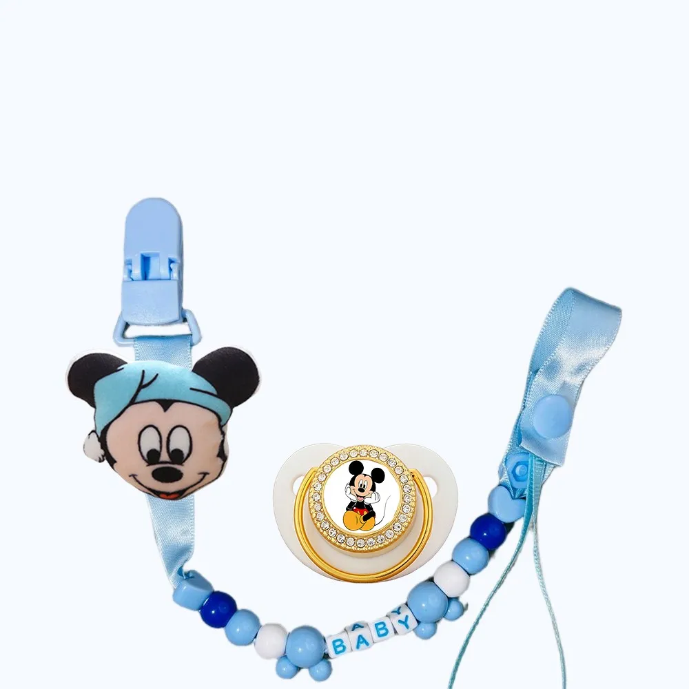 Chupete de bebé personalizado con cuentas hecho a mano, clip de cadena, lujosa chupete de bebé, tetina de silicona con cubierta antipolvo, regalo para Baby Shower - imagen 5