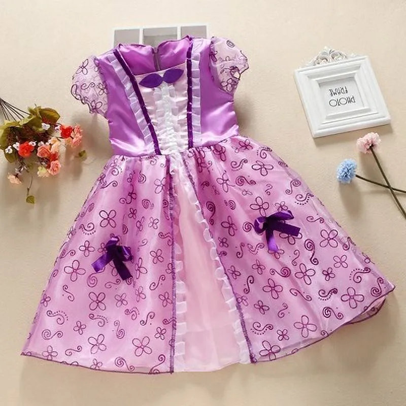 Vestido de princesa para niñas, Cenicienta, Blancanieves, Aurora, Sofia, Rapunzel, disfraz Halloween, fiesta cumpleaños niños - imagen 4