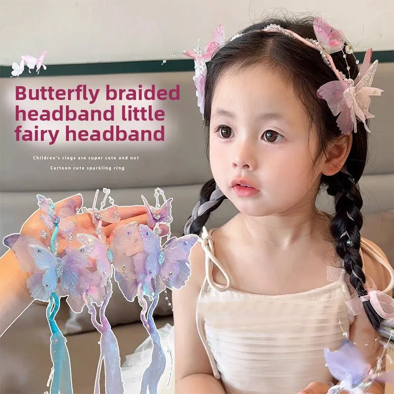 Diademas de tul con mariposas grandes para niñas, estilo hada elegante - imagen 3