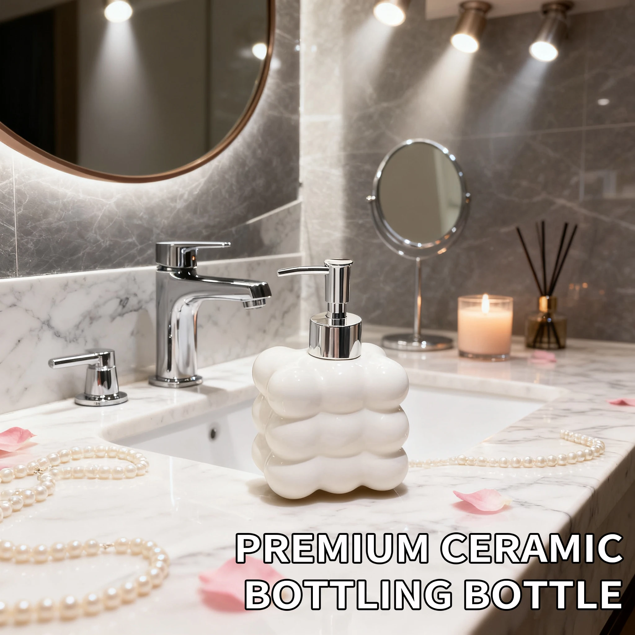 Botella desinfectante de manos de cerámica avanzada, botella vacía tipo prensa creativa, botella de loción, champú, botella dividida, Gel de ducha para inodoro