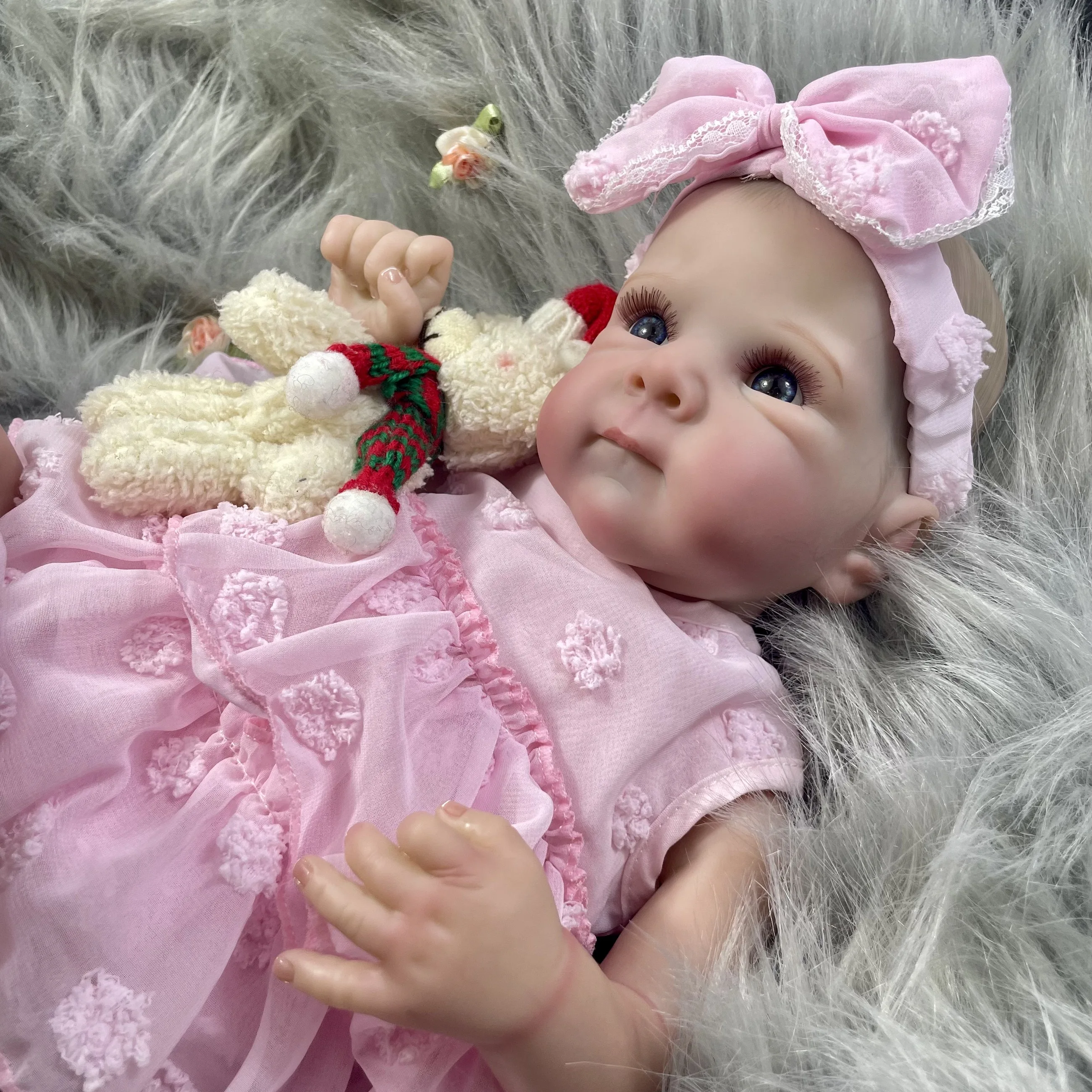 Dos opciones 18-19 pulgadas Reborn Baby Doll Girl Bettie Face recién nacido vinilo o tela piel 3D venas visibles hecho a mano regalo de Navidad - imagen 2