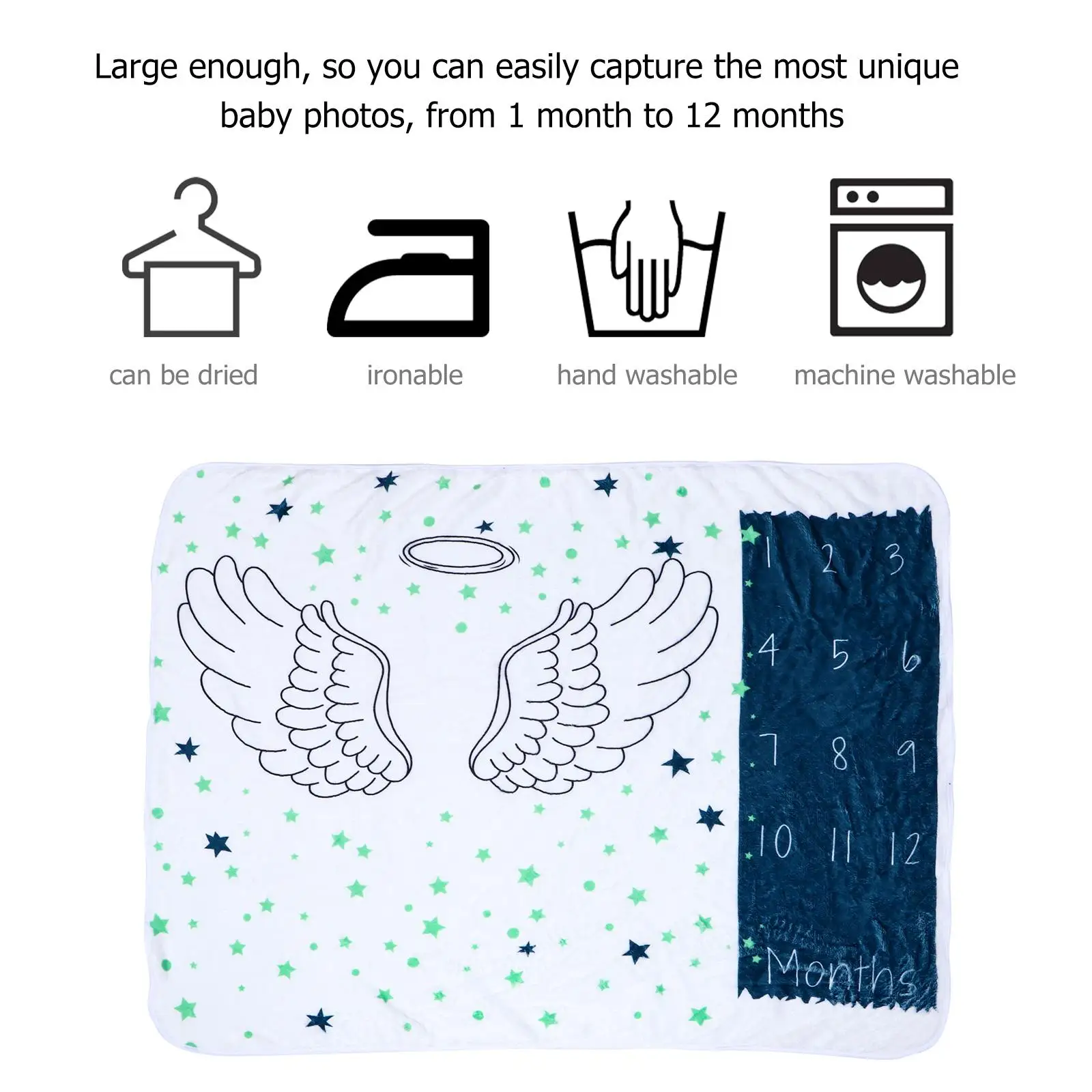 Manta para fotografía mensual, accesorios para bebés, tarjeta de memoria de 1 a 12 meses, mantas para fotografía infantil, Material de franela, diseño de respiración - imagen 4