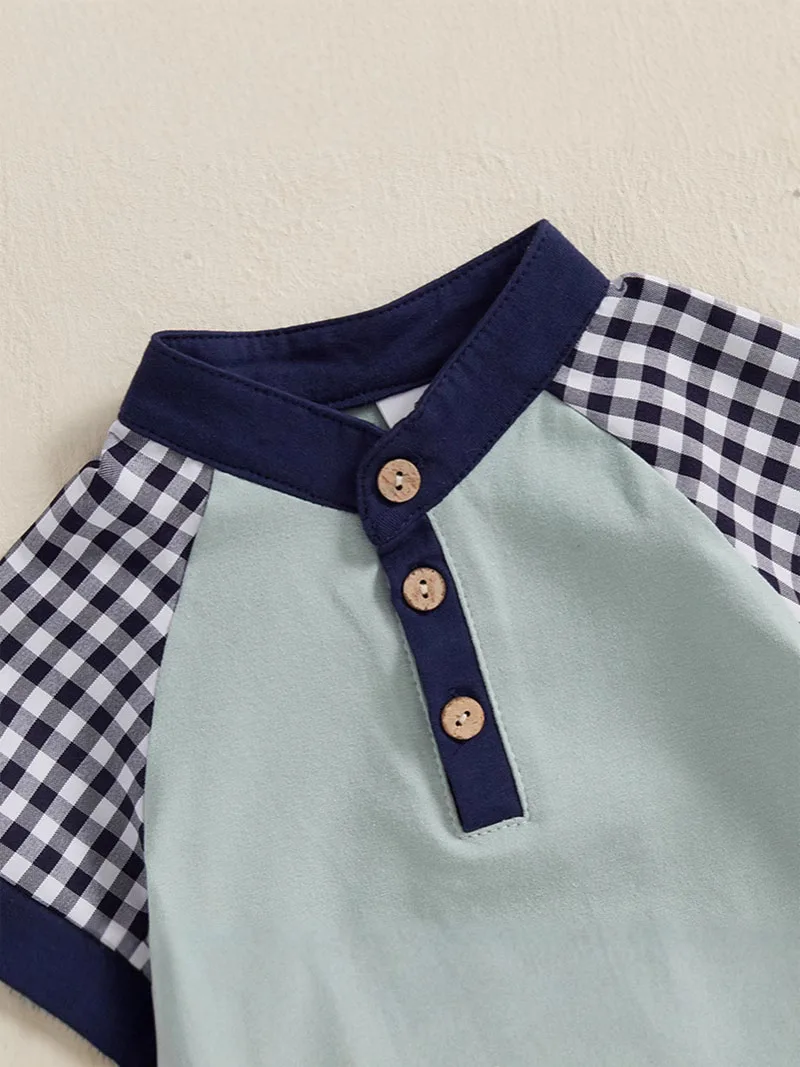 MILANCEL, nuevo conjunto de ropa de verano para niños, bonitos Tops de retazos + traje informal corto de rejilla para niños, 2 uds. - imagen 4