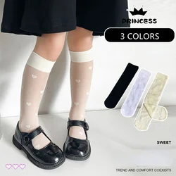 Calcetines JK con lazo de corazón para niña - Finos y transpirables de verano