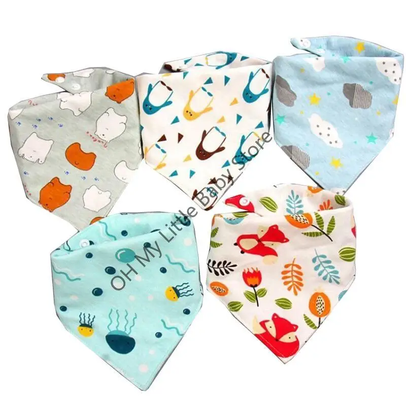 M76C 5 uds. Baberos para alimentación bebé, toalla para Saliva para bufandas triangulares, Bandana, Baberos algodón suave,