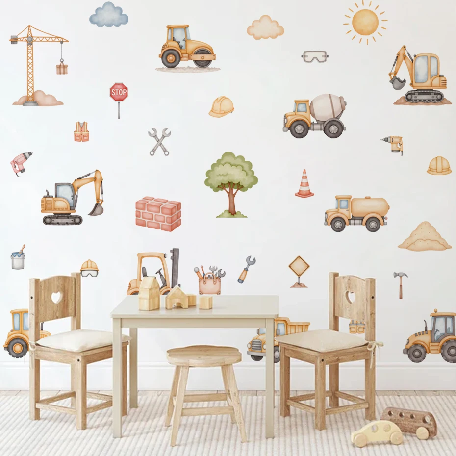 Pegatinas de pared maquinaria construcción infantil – Dibujos animados - imagen 2