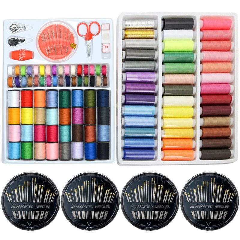 Hilo de coser aguja de coser accesorios de costura profesionales portátiles para viajes en casa principiantes elementos esenciales de reparación duraderos TMZ