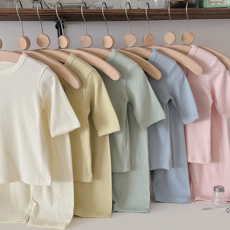 Pijama de bebé de algodón de manga tres cuartos