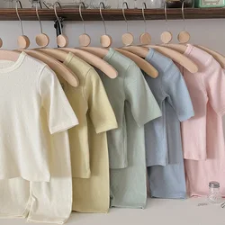 Pijama de bebé de algodón de manga tres cuartos