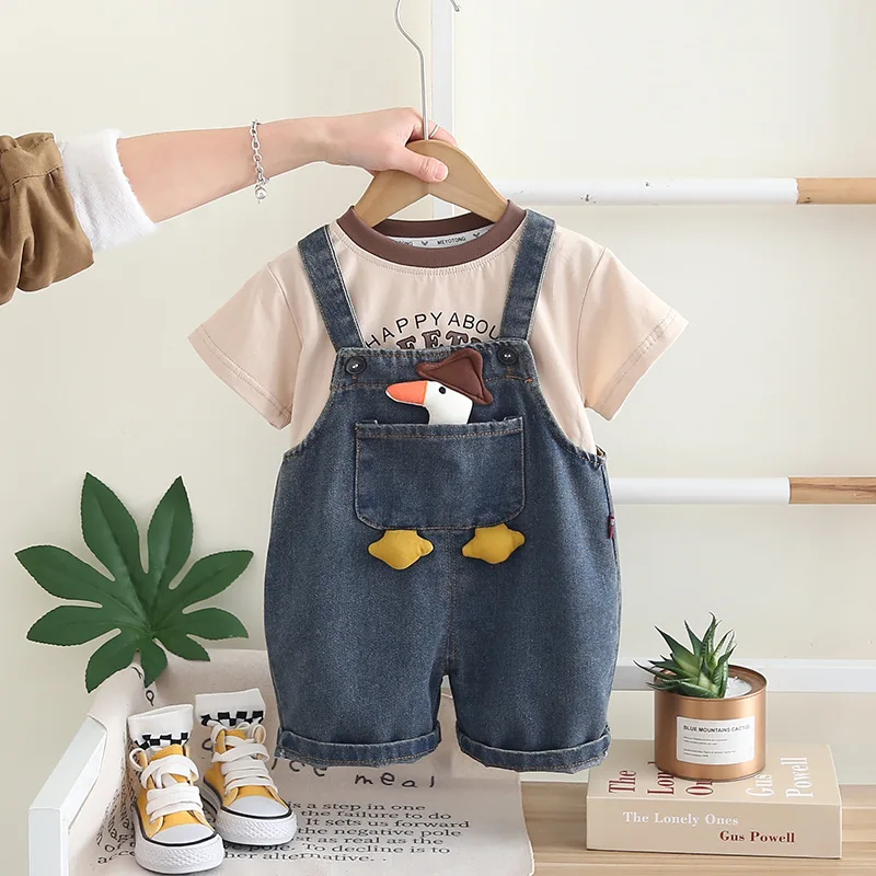 Nueva ropa de verano para bebés, traje, camiseta para niños, monos, 2 unids/set, ropa para niñas, trajes de disfraz para niños pequeños de dibujos animados - imagen 3