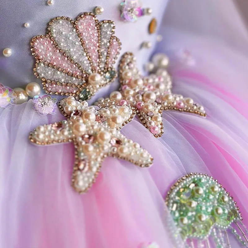 Vestido de flores para niñas pequeñas, vestidos de tutú de manga larga con volantes, vestido de tul con lentejuelas y estrellas para vacaciones de otoño e invierno de 2 a 6 años para fiesta - imagen 2