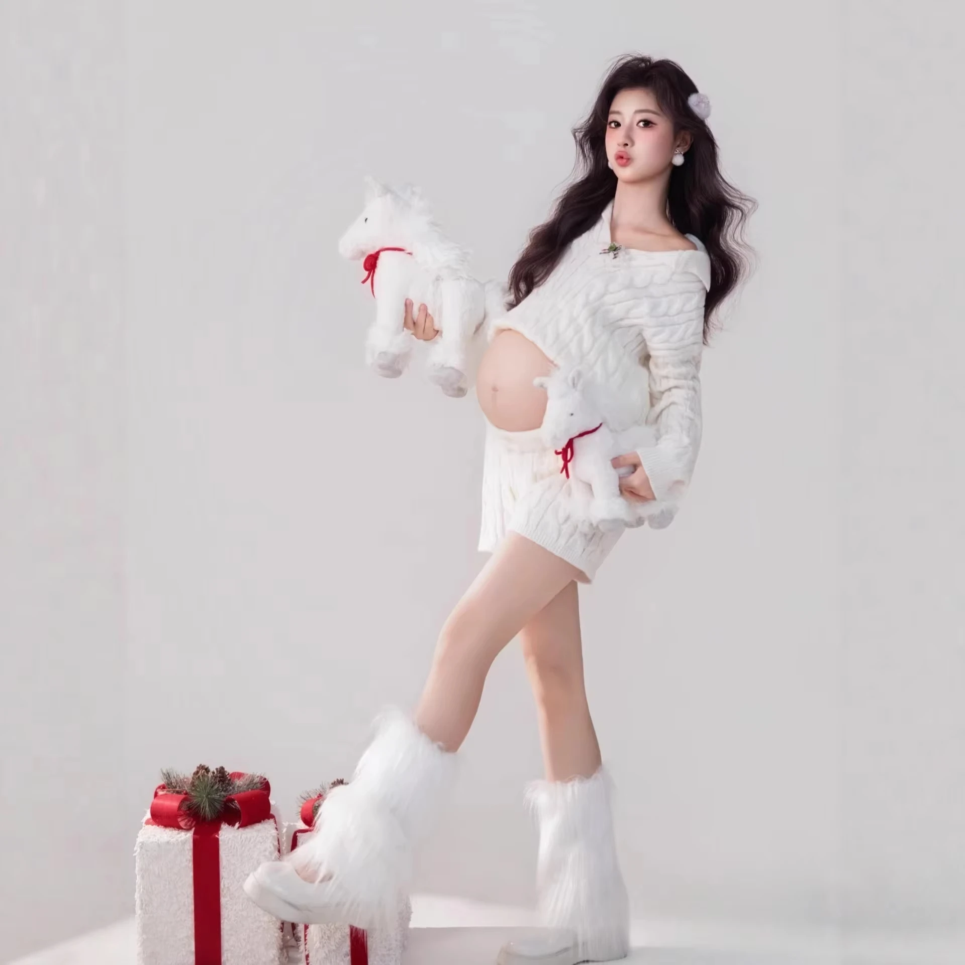 Conjunto de punto blanco para bebé – Jersey y short de algodón - imagen 3